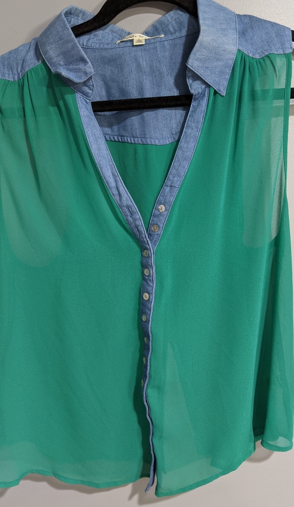 Double Zero Sheer and denim tank top
